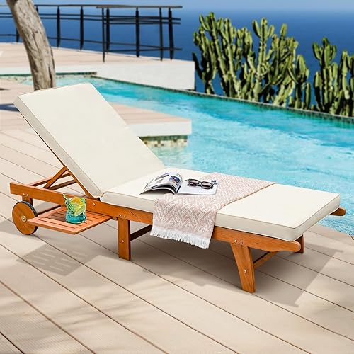 IDZO Cojín mejorado para exteriores, tumbonas de piscina para patio con capacidad de 500 libras, diseño apilable y plegable, respaldo reclinable,