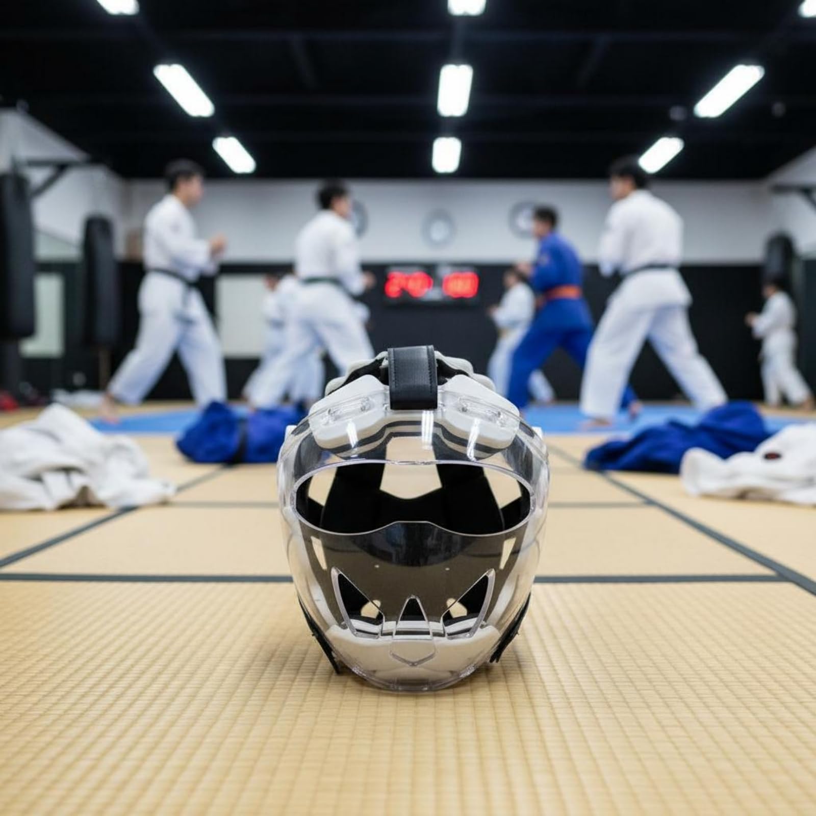 Casco Taekwondo Regolabile Ventilato Casco Karate Trasparente Traspirante Attrezzatura Sportiva per Gara, Allenamento