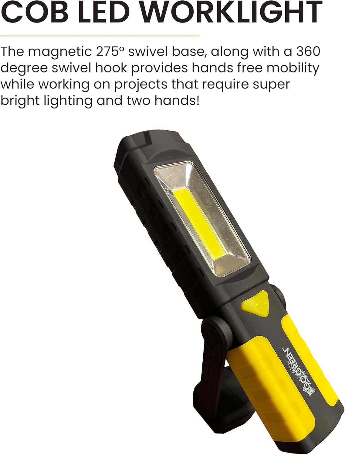 GoGreen Power (GG-113-WLDISP) COB LED Worklight- Magnetic Hanging Hook-Swivel Base, Multiple Colors, Pack of 12