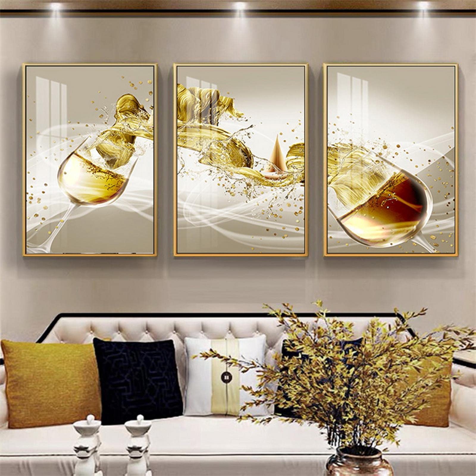 Affiche verre à vin abstrait moderne impression toile décoration murale bar salon 3 pièces
