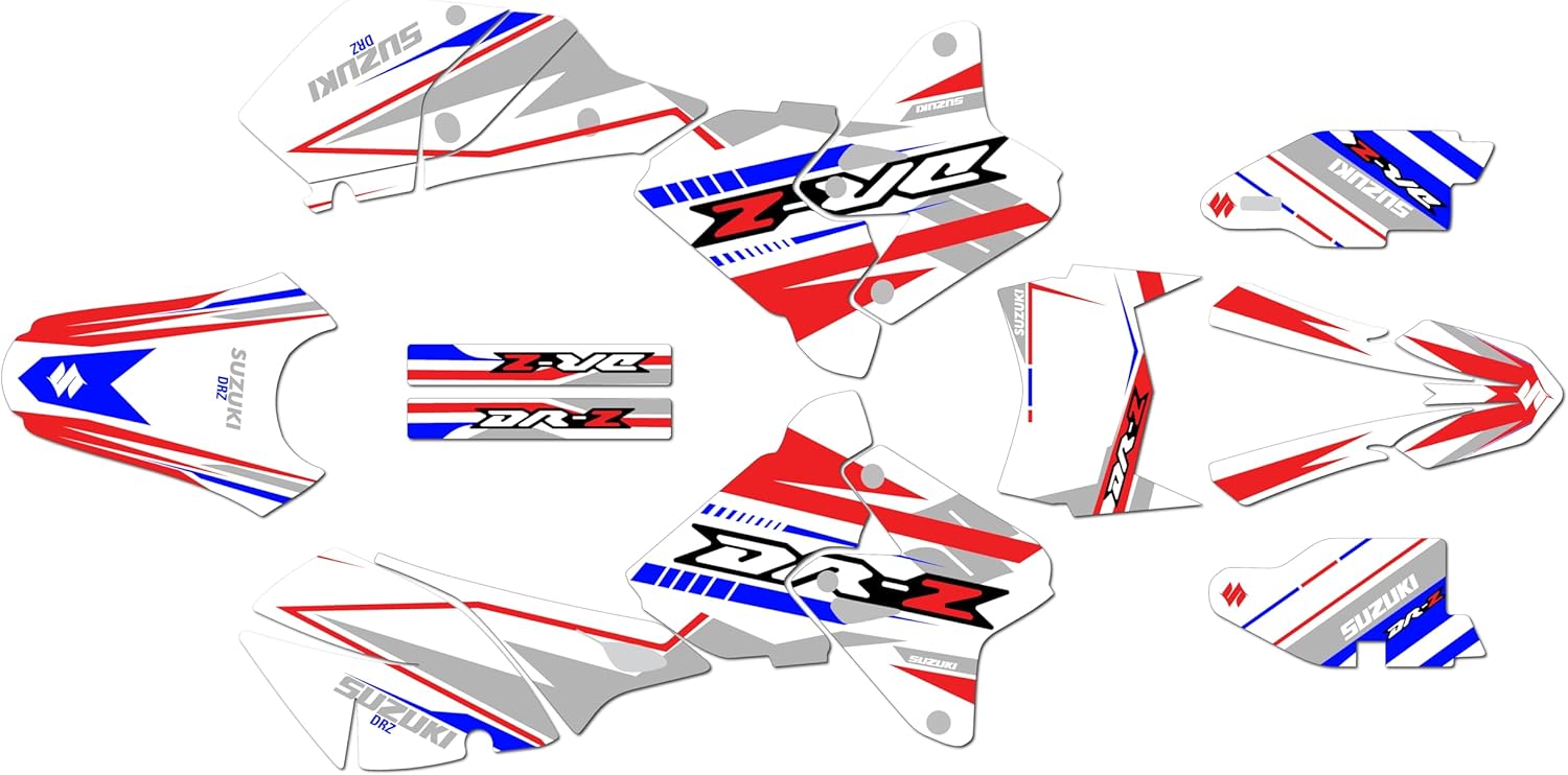Graphics Kit for Suzuki DRZ400 (2000-2024) Razor Series Blue-Shift 9 Mil - Easy Go - Dirt Pit Bike Motorcycle Stickers, Dirtbike Racing Automotive Decal Motocross Accessories no-Plastics