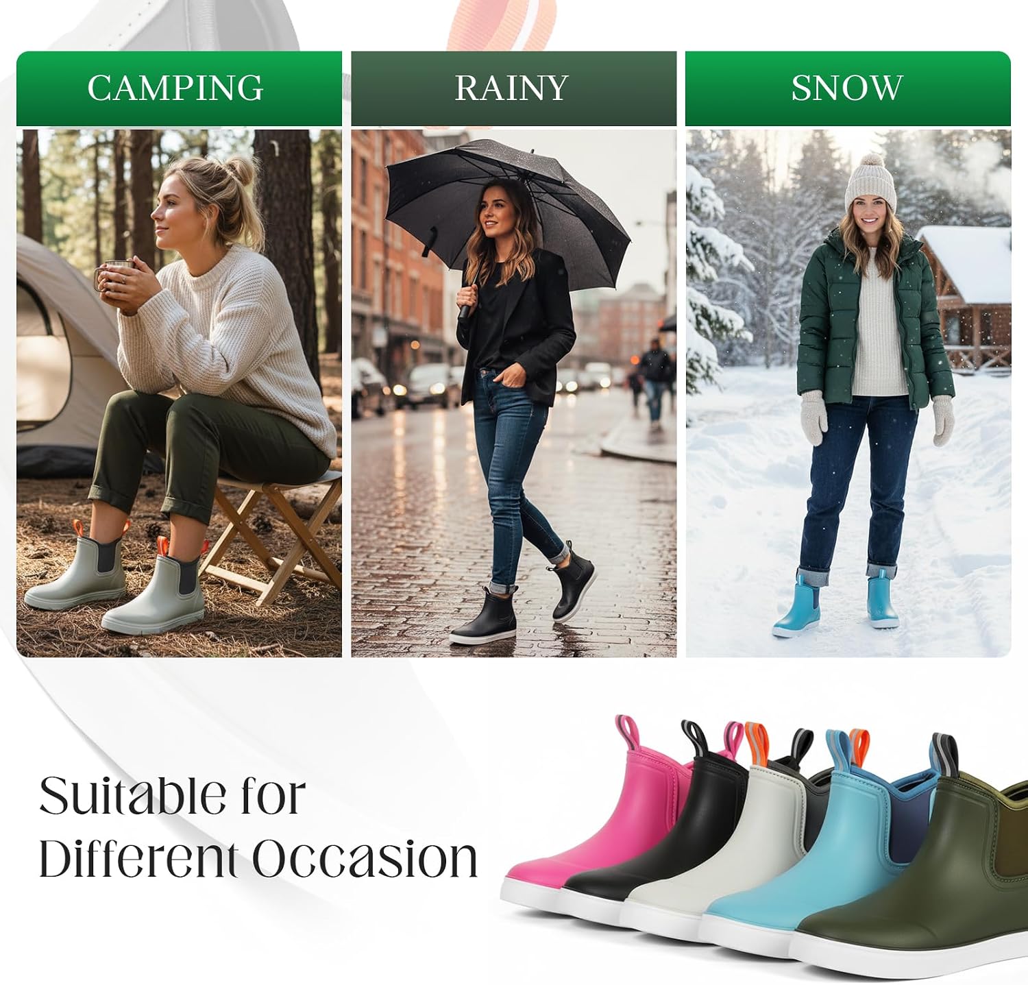 Women's Deck Boots Waterproof Ankle Rain Boots
