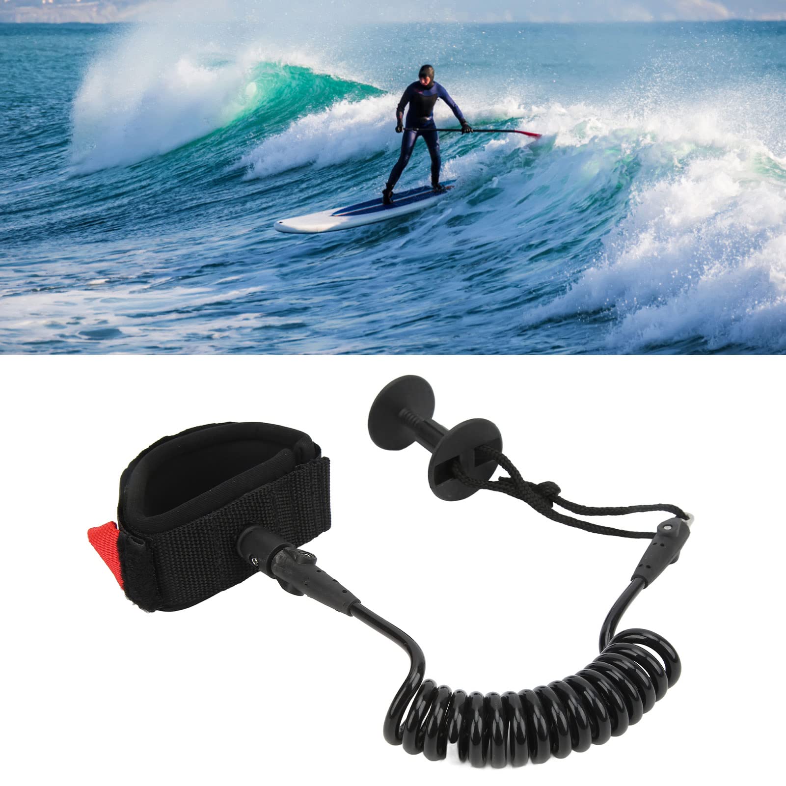 QERLONG 5.5mm 4 Feet Paddle Board Wrist Strap Elastic TPU Wrist Surf Leash Stand Up Paddle Leash for Surfboard (Black)