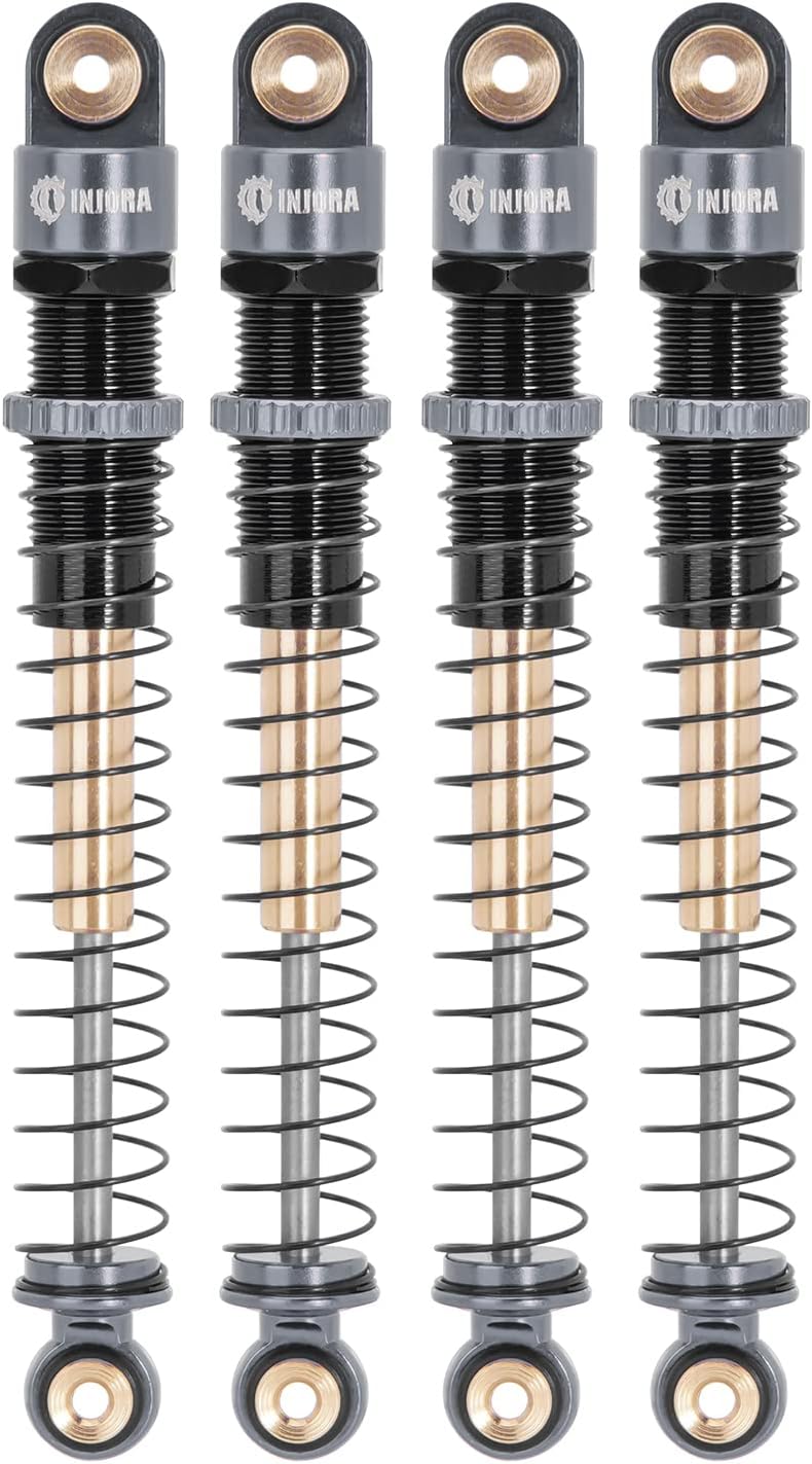 51 mm Shock Absorber Double Barrel Damper with Long Suspension Travel for Axial AX24 SCX24 Upgrade 1/24 RC Crawler (Grey)