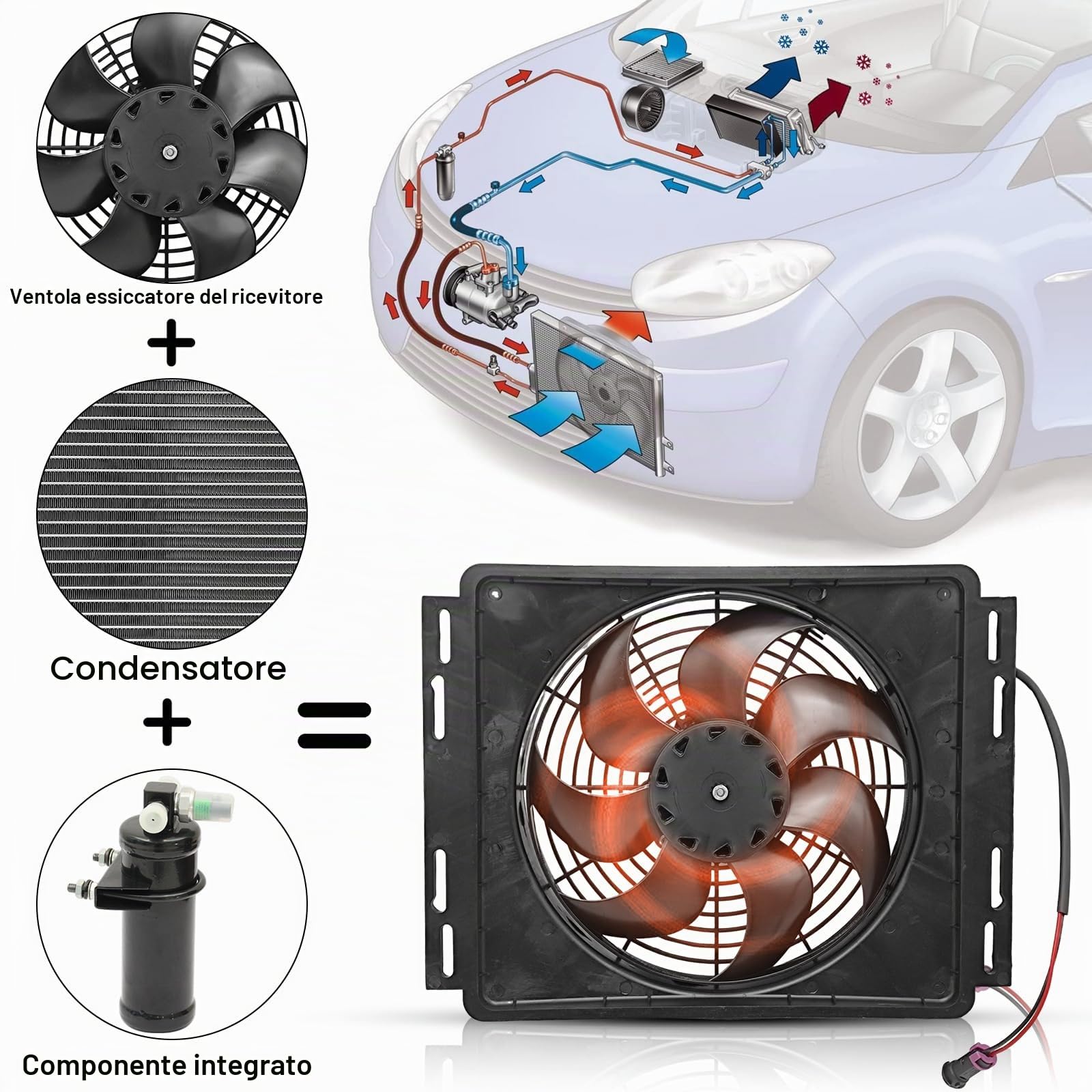 Treeligo Condizionatore Elettrico per Auto 12 V, DC, Set Universale di Climatizzatori Elettrici per Sotto il Cruscotto, Kit AC 12 V, AC 12 Volt, Sistema Universale per Auto, Camper, Camion