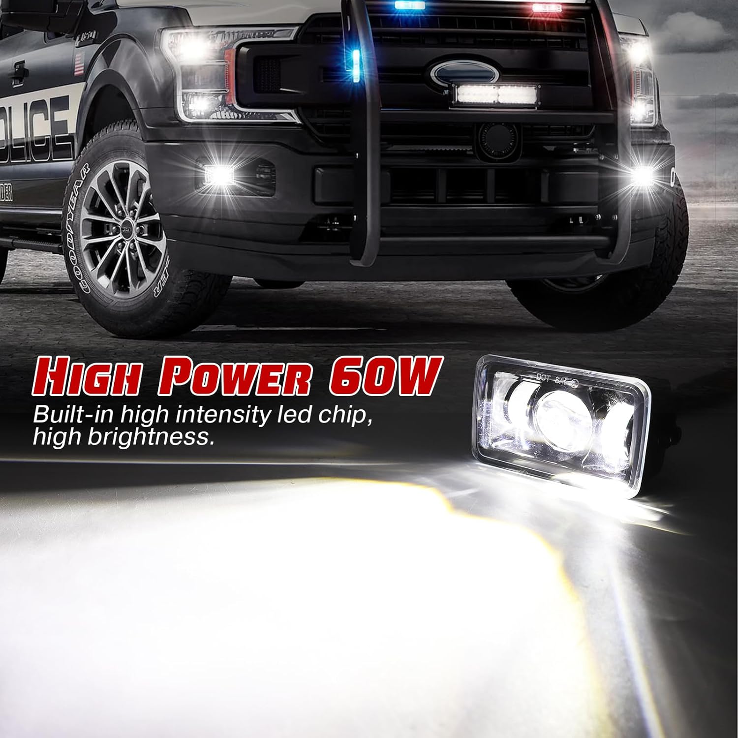 OPP ULITE F150 Led Fog Lights for Ford F150 2015-2020, 6500K 60W Plug N Play 4inch Waterproof Driving Fog Light Assembly Kit, 2PC Pack