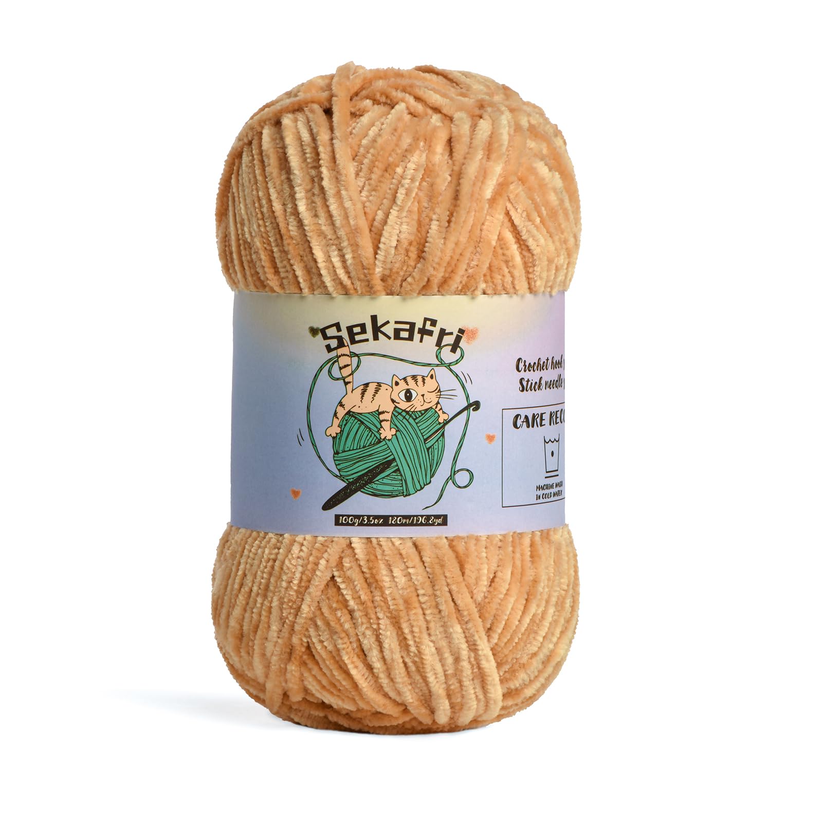 Fuzzy Chenille Yarn for Crocheting Amigurumi Crochet Yarn Khaki