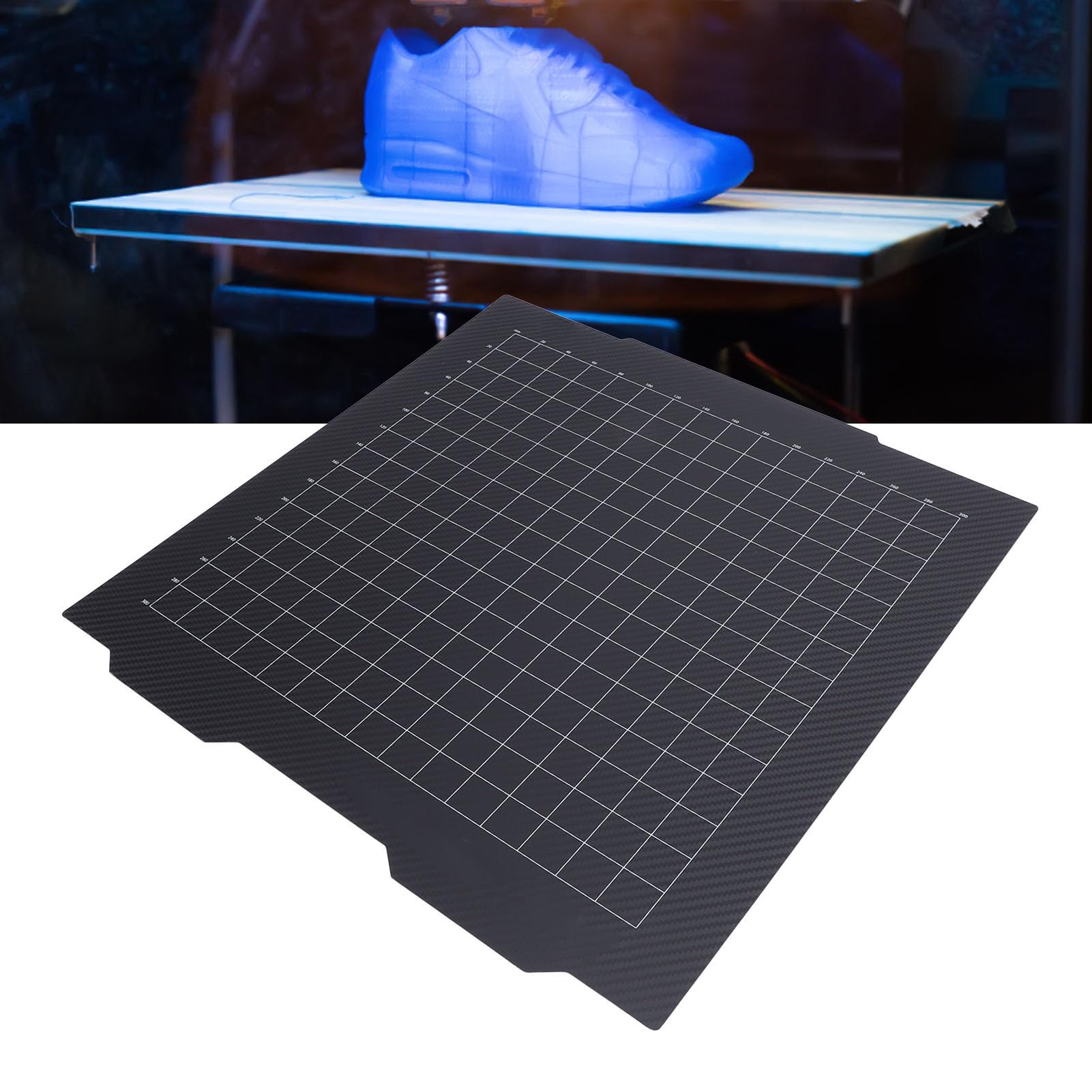 Bauplatte Für 3D-Drucker, 365 X 365 Mm, Doppelseitige Kohlefaser-PET-Pulverbeschichtung, Magnetisches PEI-Federstahlblech, Hitzebeständig, Für Multimaterial-3D-Drucker