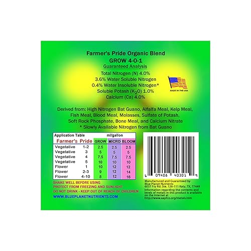 Miniatura 6 de Farmer's Pride - Juego de fertilizantes de mezcla orgánica (jarras de 128 onzas) galón | Alimento concentrado para plantas multiusos | Hace hasta