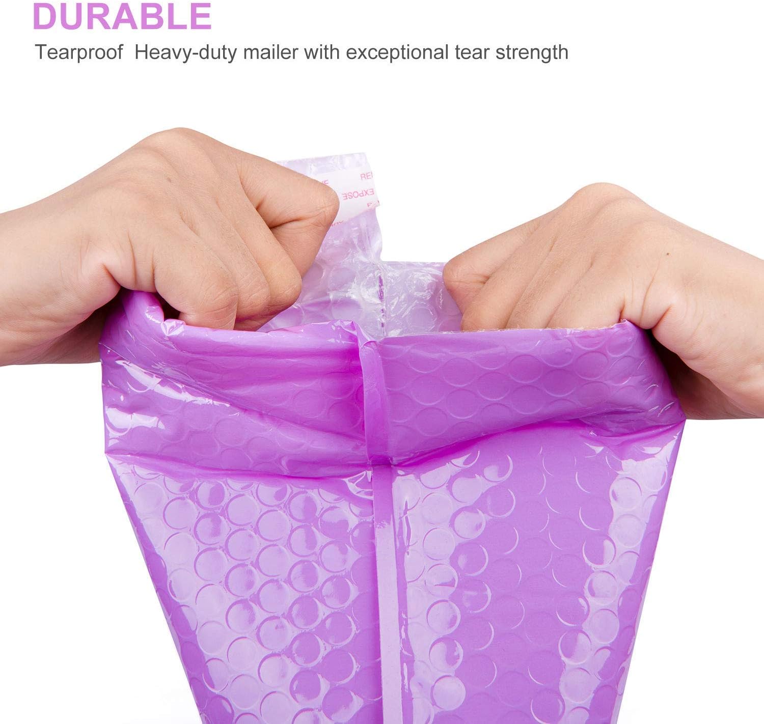 25 Pack Poly Bubble Mailers Padded Envelopes Retailer Shipping Bags with Waterproof Self Seal Strip (purple1, #0 7x10 inch)