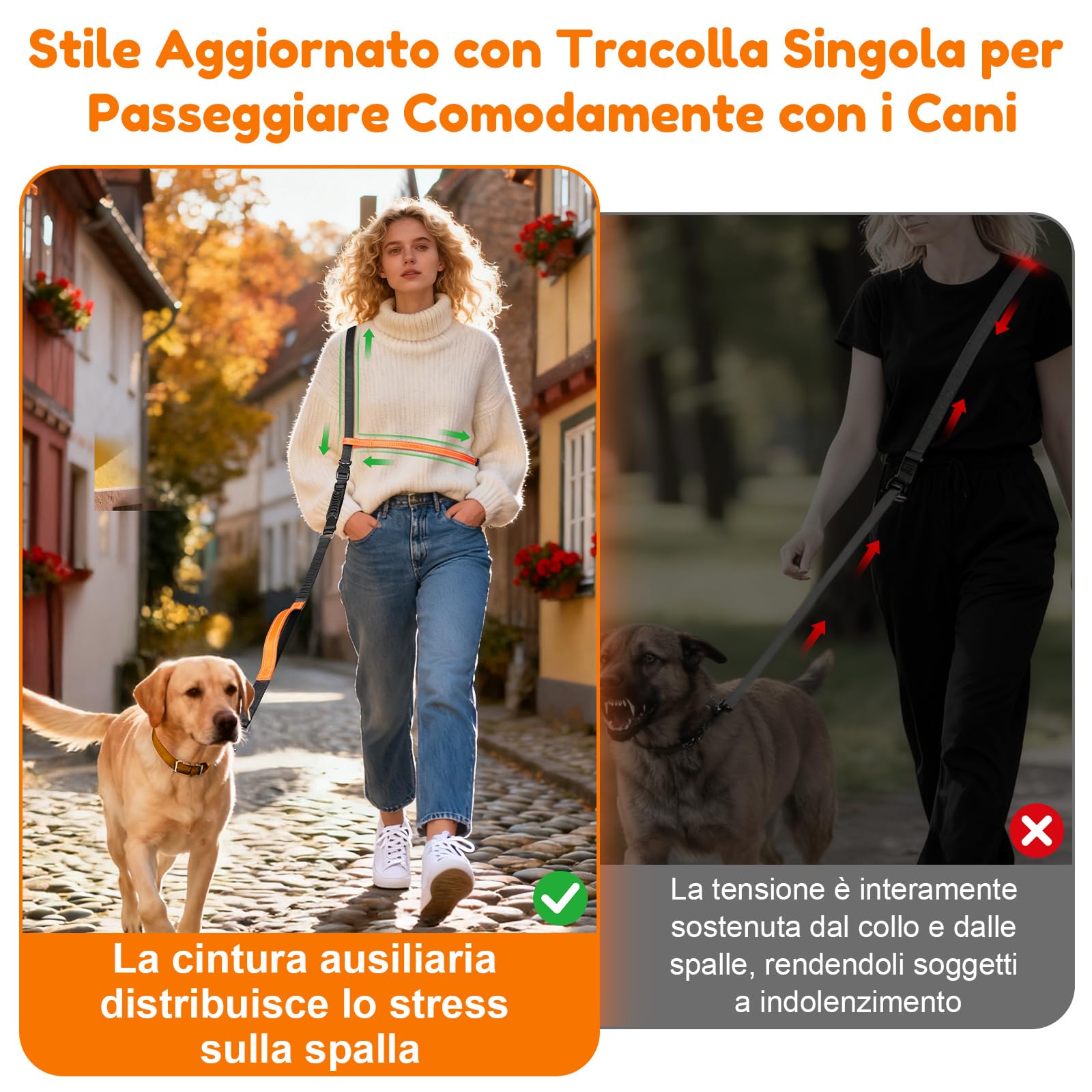 X XBEN 4-In-1 Guinzaglio Mani Libere per Cani, Guinzaglio da Corsa per Cani con Cintura in Vita e Doppie Maniglia, Multifunzionale Guinzagli per Cane di Media e Grande, Anti-tiro, 0,8-2,2 M