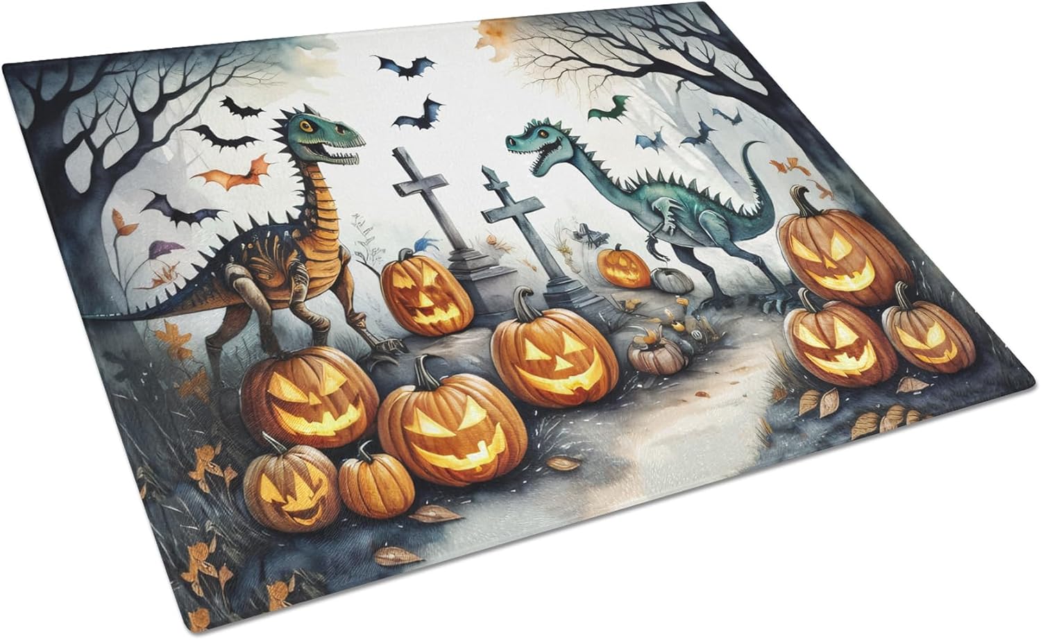 Caroline's Treasures DAC2225LCB Calacas Skeletons Spooky Halloween Glass Cutting Board Large Decorative Tempered Glass Kitchen Cutting and Serving Board Large Size Chopping Board