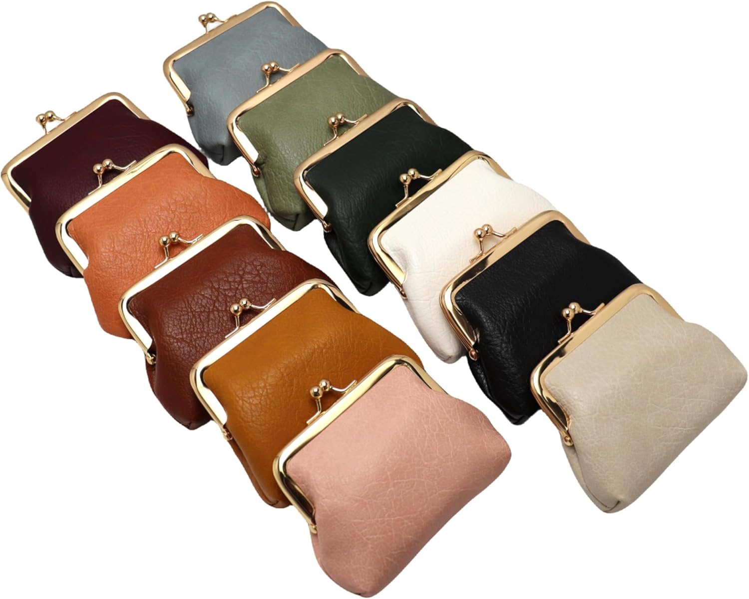 Coin Purse Vintage Bag Lock Wallet Buckle Kiss Lock change purse change holder wallet coin Leather coin wallet(B white) - Image 4