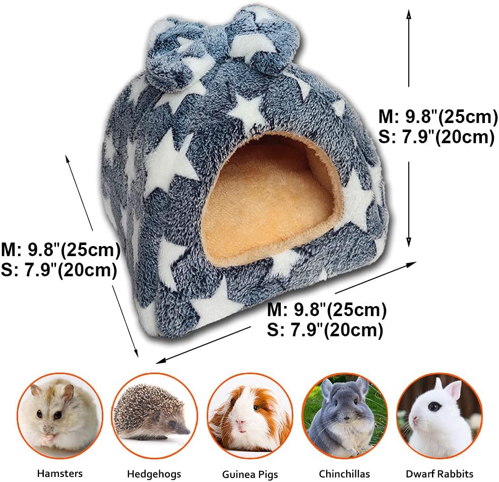 GINIDEAR Guinea Pig Bed, GINIDEAR Guinea Pig Hideout House Accessories Warm Bed for Small Animals Hamsters Chinchillas Dwarf Bunnies Hedgehogs. M, Grey Stars. : Pet Supplies