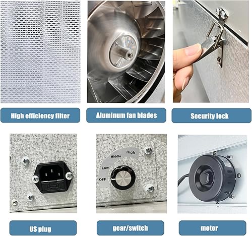 Miniatura 3 de FFU HEPA H14 - Filtro de flujo laminar, unidad de filtro de ventilador actualizada (incluye filtro HEPA) 100ISO Clase 5 sala limpialaboratoriosala