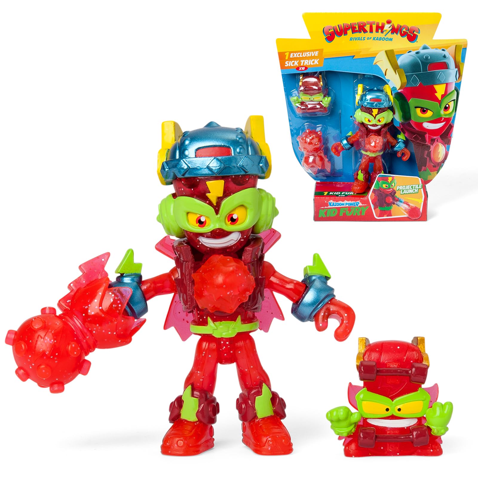 SUPERTHINGS RIVALS OF KABOOM – Articulated Kid Fury action figure from the animated series Superthings Kazoom Power, Contains 1 Kazoom Kid, 1 exclusive Superthings, 1 accessory