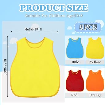 Art Smock for Kids,8 Pack Waterproof Painting Aprons,Kids Art Aprons,Toddler Paint Smock,Sleeveless Children Art Smocks for Kids Paint Art Craft Activity Community Event,4 Colors