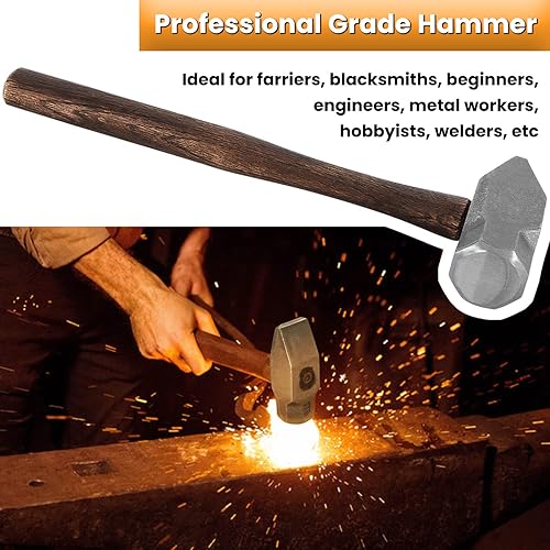 Miniatura 2 de Martillo de herrero de 4 libras Cruz Peen Bladesmith Engineer Martillo de perforación Martillo de perforación hecho a mano Fabricación de cuchillos