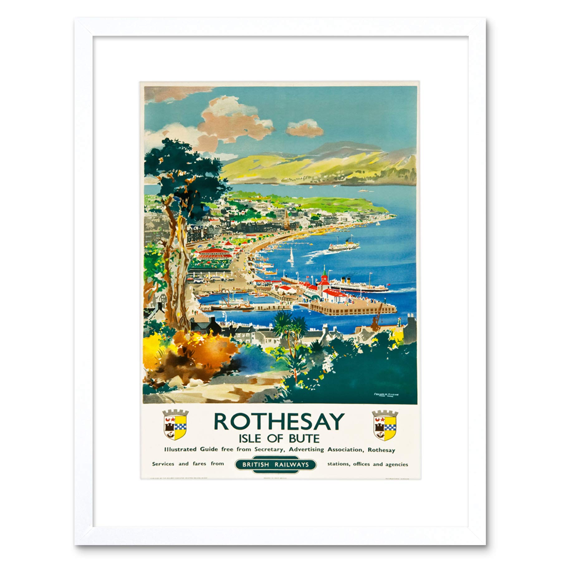 Wee Blue Coo Travel Rothesay Isle Of Bute British Railways Harbour River Art Framed Wall Art Print