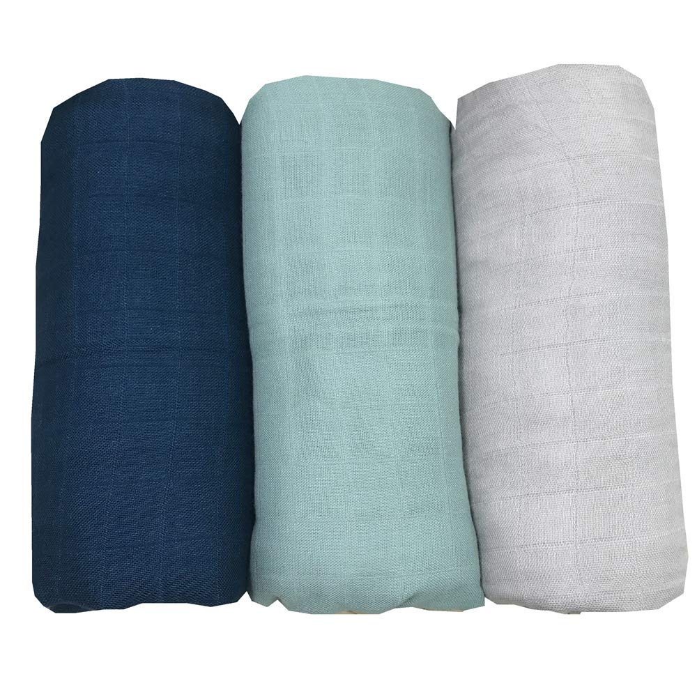 HGHG4 Pack Organic Cotton Muslin Swaddle Blankets|Premium Receiving Blanket|for Newborn Baby Gift White/Black/Beige/Grey (Solid Color 5)