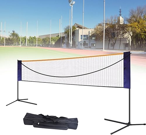 Red de tenis de voleibol portátil de 20 pies, altura ajustable, juego de red de bádminton para deportes al aire libre con bolsa de transporte y
