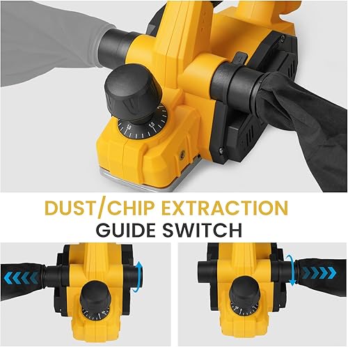 Miniatura 5 de Cepilladora manual inalámbrica compatible con batería Dewalt de 20 V MAX (solo herramienta), motor sin escobillas de 16000 RPM, cepilladora