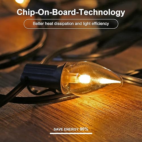 Miniatura 3 de Bombillas LED C7 de luz nocturna COB, bombilla de repuesto para candelabro con base E12, luz blanca cálida, equivalente a 0.6 W, 7 W (paquete de 12)