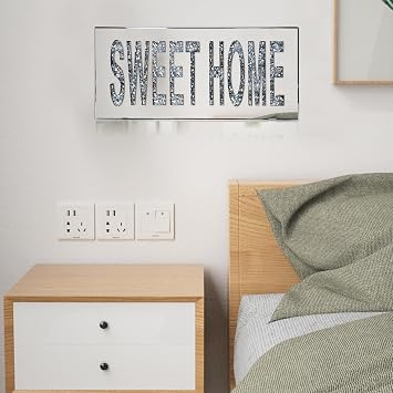 Sweet Home Sign Wall Decor, Glass Sweet Home Signs with HD Mirror Image and Crystal Decor, Framed Wall Pediments For Sweet Home Decor Aesthetic And Minimalist Wall Art (Glass)