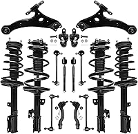 Vista 186 de Detroit Axle - Kit de puntales delanteros para Ford 2000-2004 Focus 2 puntales con muelle helicoidal 2 brazos de control inferiores con rótulas 2001