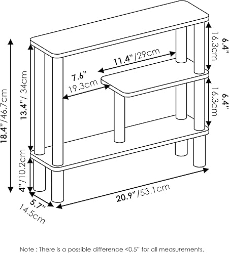 Miniatura 3 de Furinno Turn-N-Tube - Estante de almacenamiento delgado que ahorra espacio, color espressonegro