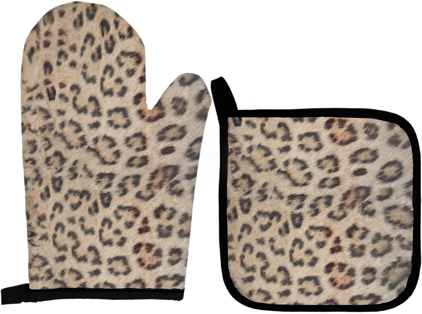 Leopard Print Oven Mitts and Pot Holders Sets, Cheetah Print Oven Mitts, Leopard Gifts for Women Over Mittens for Kitchen Decor, Cheetah Over Gloves Gifts
