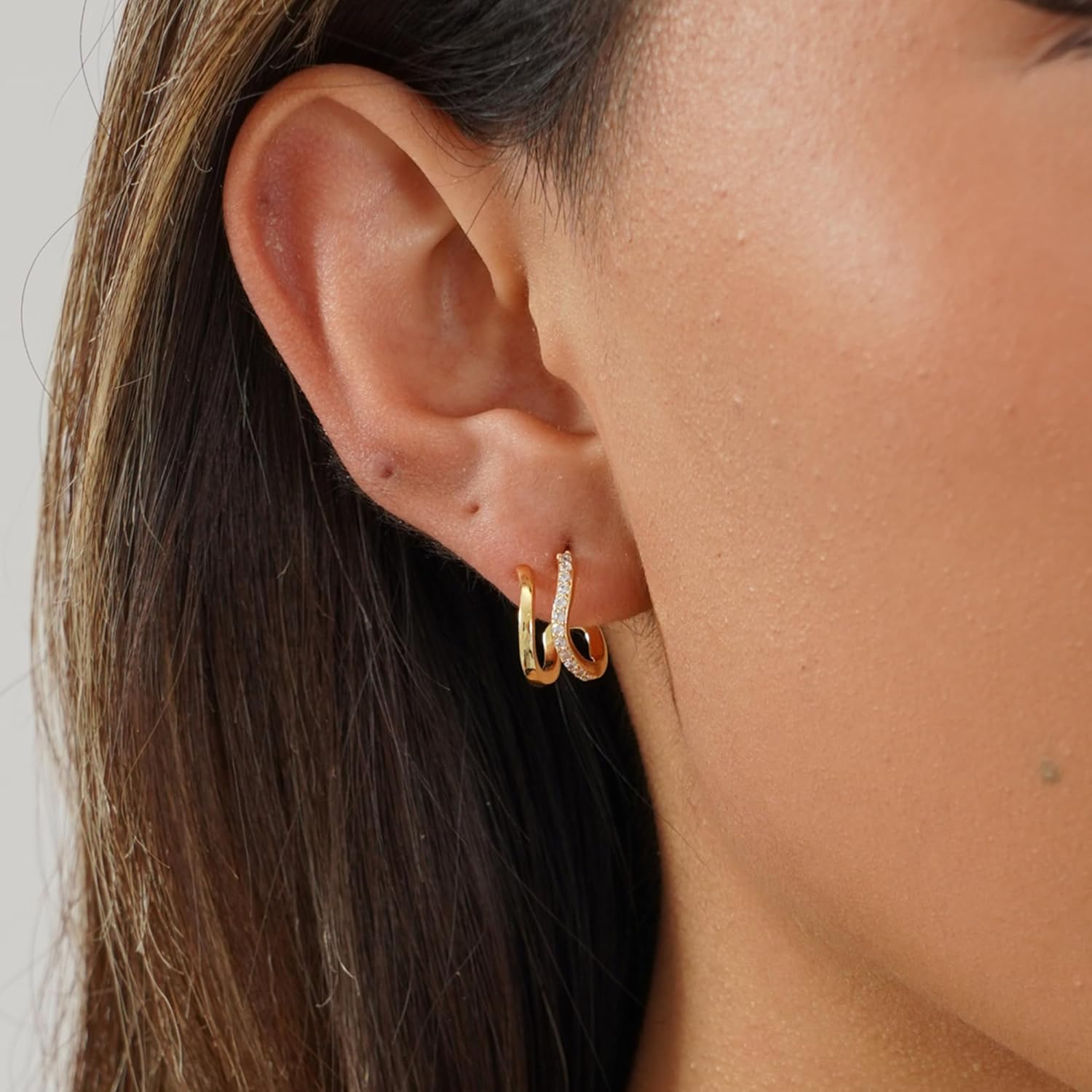 Earrings for Women - Cwmas 14K Gold-Plated Earring Dainty Hoop Earrings Cubic Zirconia Earrings Jewelry - Image 2