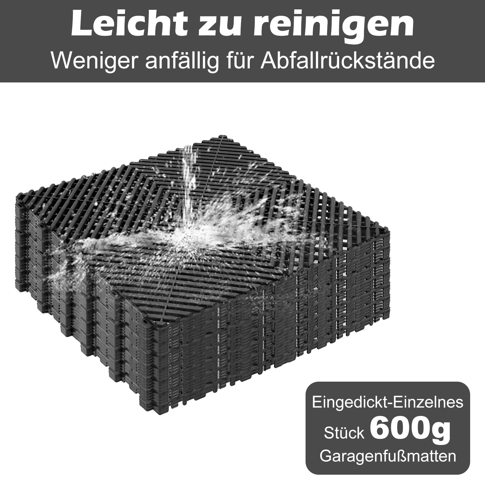 uyoyous Klickfliesen Garage Garagen 20 Stück PP Garagenboden 40×40CM Werkstattboden Garagenboden Matten 18MM Dick Drainagematte Schwarz für Garage, Outdoor, Innenpool (3.2m²)