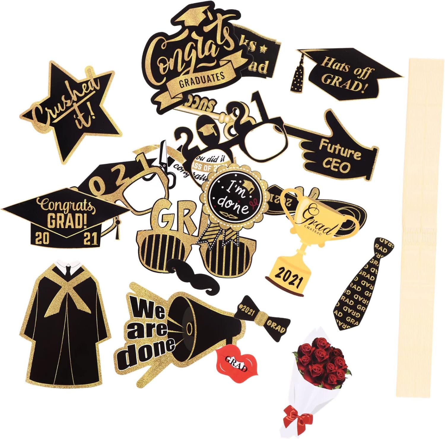 20pcs Graduation Photo Props Photo Booth Decorations 2021 Graduation Party Supplies
