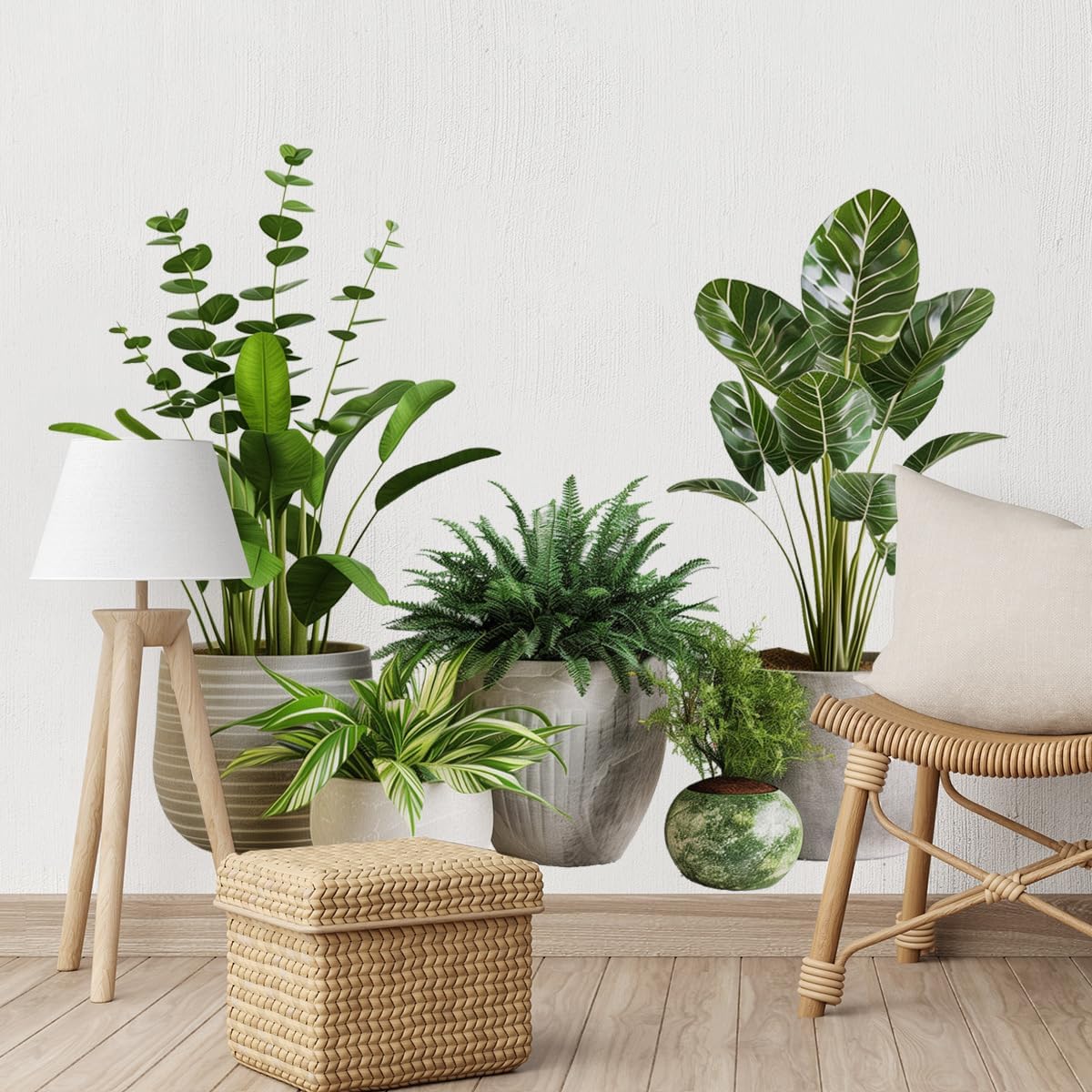 iMagitek Large Green Plant Wall Decals Tropical Leaves 3D Potted Plant Wall Stickers for Living Room Bedroom Home Wall Decor 43.7x34.65inch