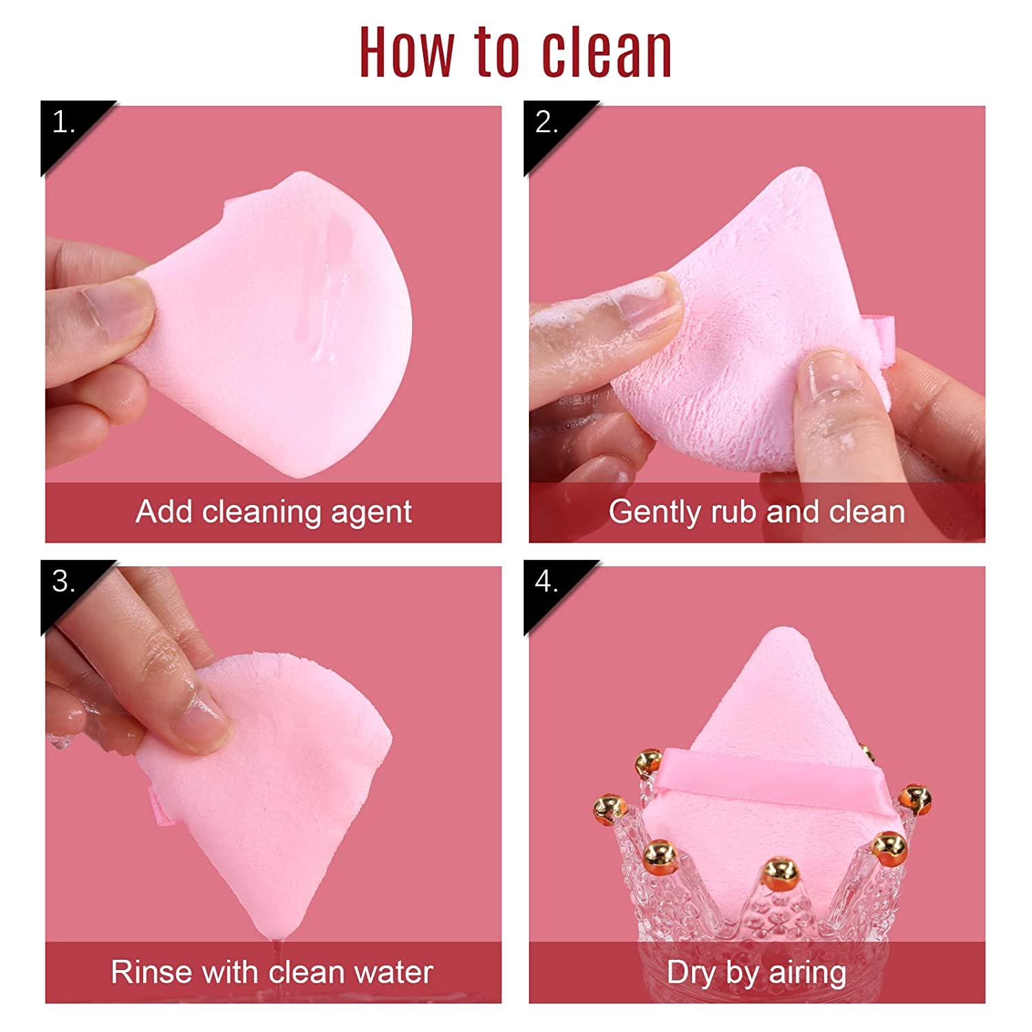 Keli Triangle Powder Puff, Soft Plush Powder Puff, For Loose Powder & Liquid Cosmetic, Makeup Foundation Puff Makeup Tool (3Pcs Triangle Puff) 1