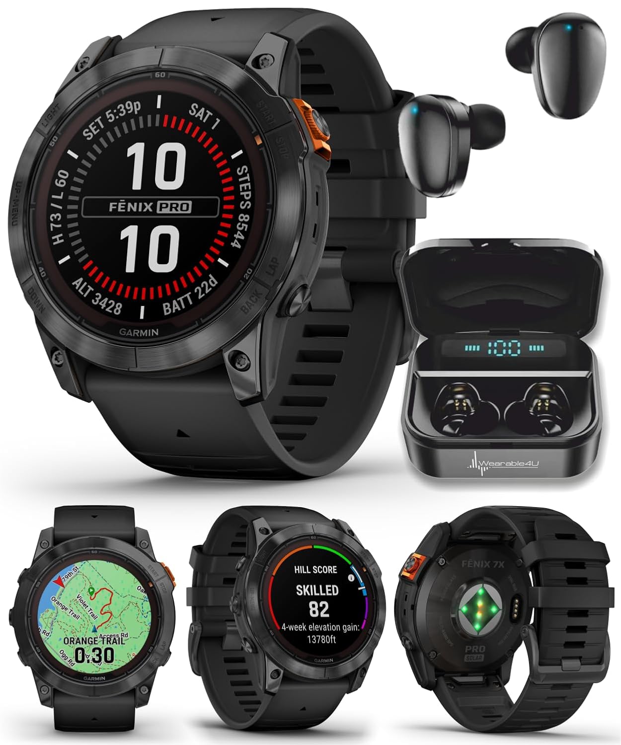 Wearable4U Garmin Fenix 7X Pro Solar Edition No Wi-Fi Smartwatch Slate Gray with Black Band 1 4 Display