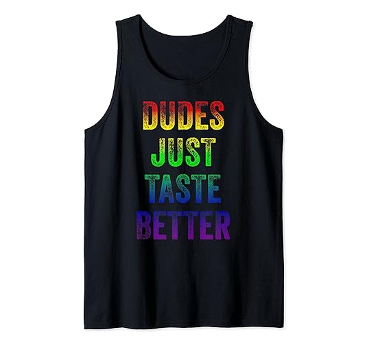 Distressed Text Funny Gay Pride Dudes Just Taste Better Tank Top - Women - Neon Pink - XX-Large