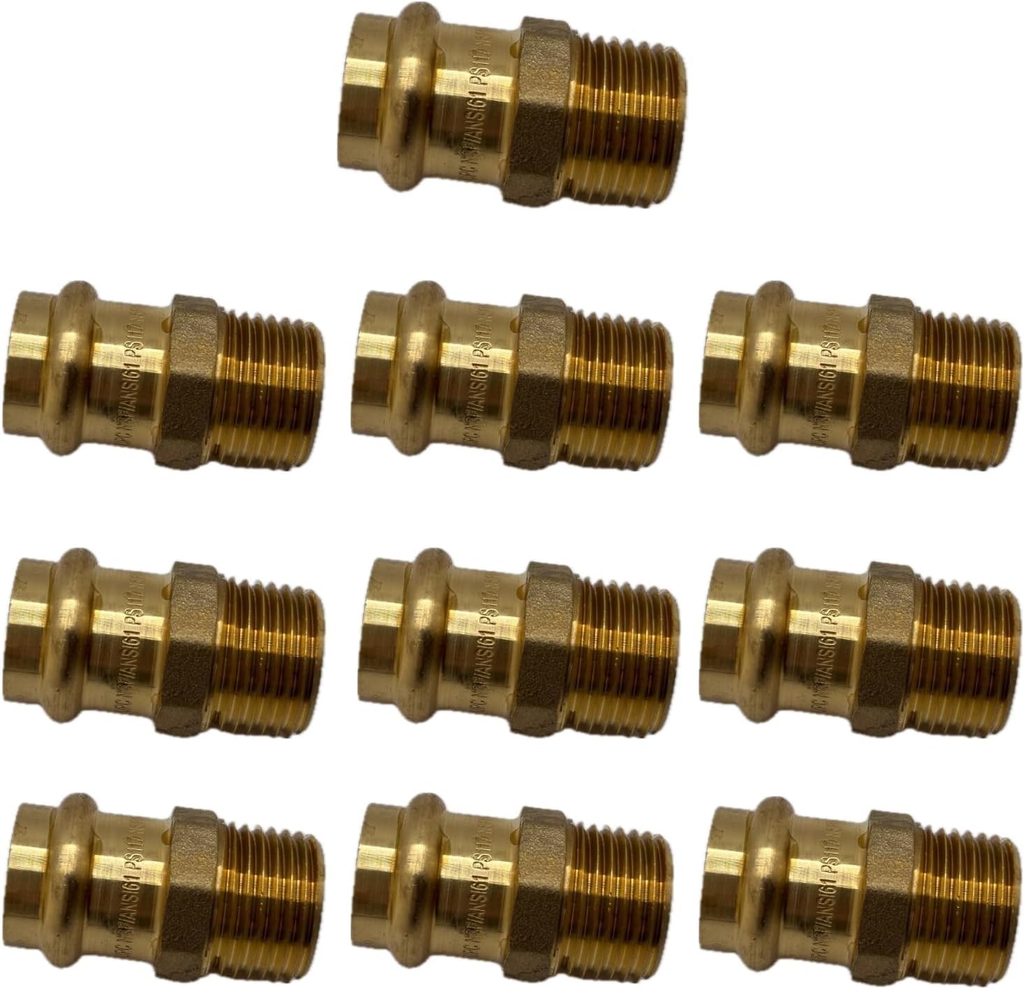 ProPress Fittings 1/2 inch Male Adapter - Press Brass Adapter Fittings 1/2-Inch x 1/2-inch Male NPT Adapter - Connection for Residential, Commercial (Pack of 10, 1/2 Inch)
