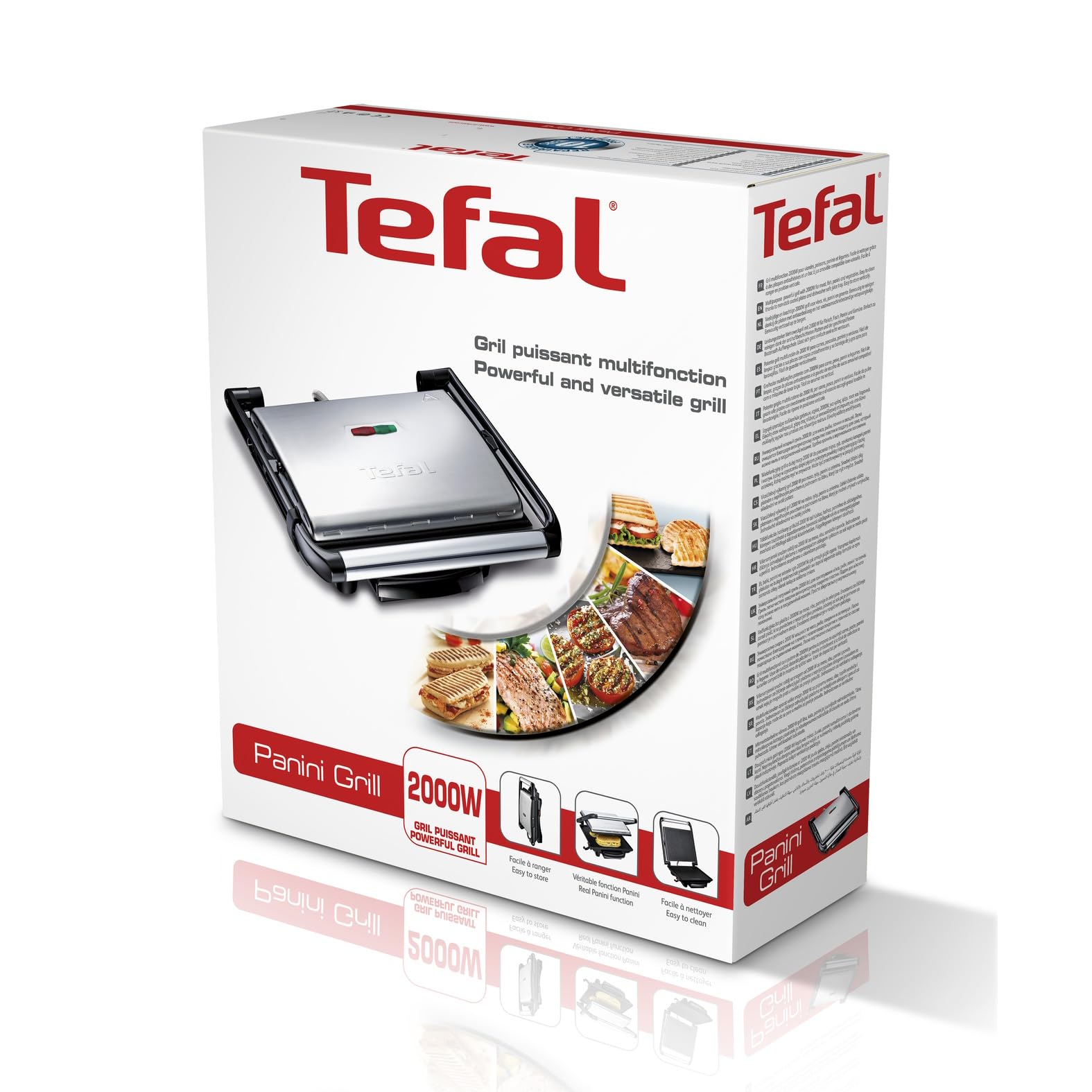 Tefal Inicio GC241D Kontaktgrill, Elektrogrill, 2000W, Antihaftbeschichtete Grillplatten, Edelstahl/Schwarz