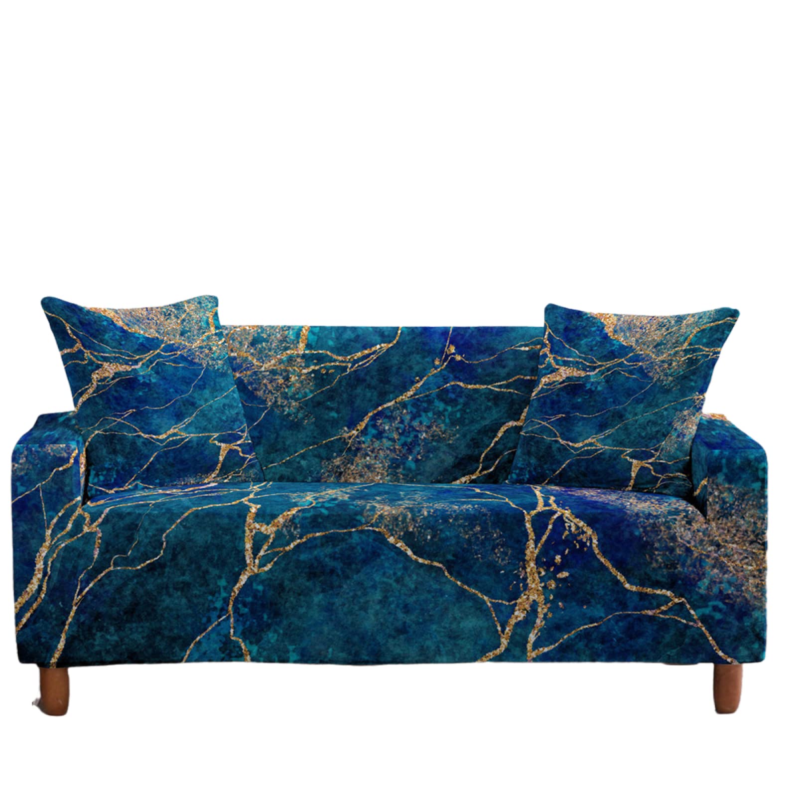 Stretch Sofa Slipcover 1-Piece Polyester Spandex Fabric Couch Cover Chair Loveseat Print Furniture Protector Cover for 1/2/3/4/ Seat Sofas,Marble Style 03,2-Seater(145-185cm/57-73inch)