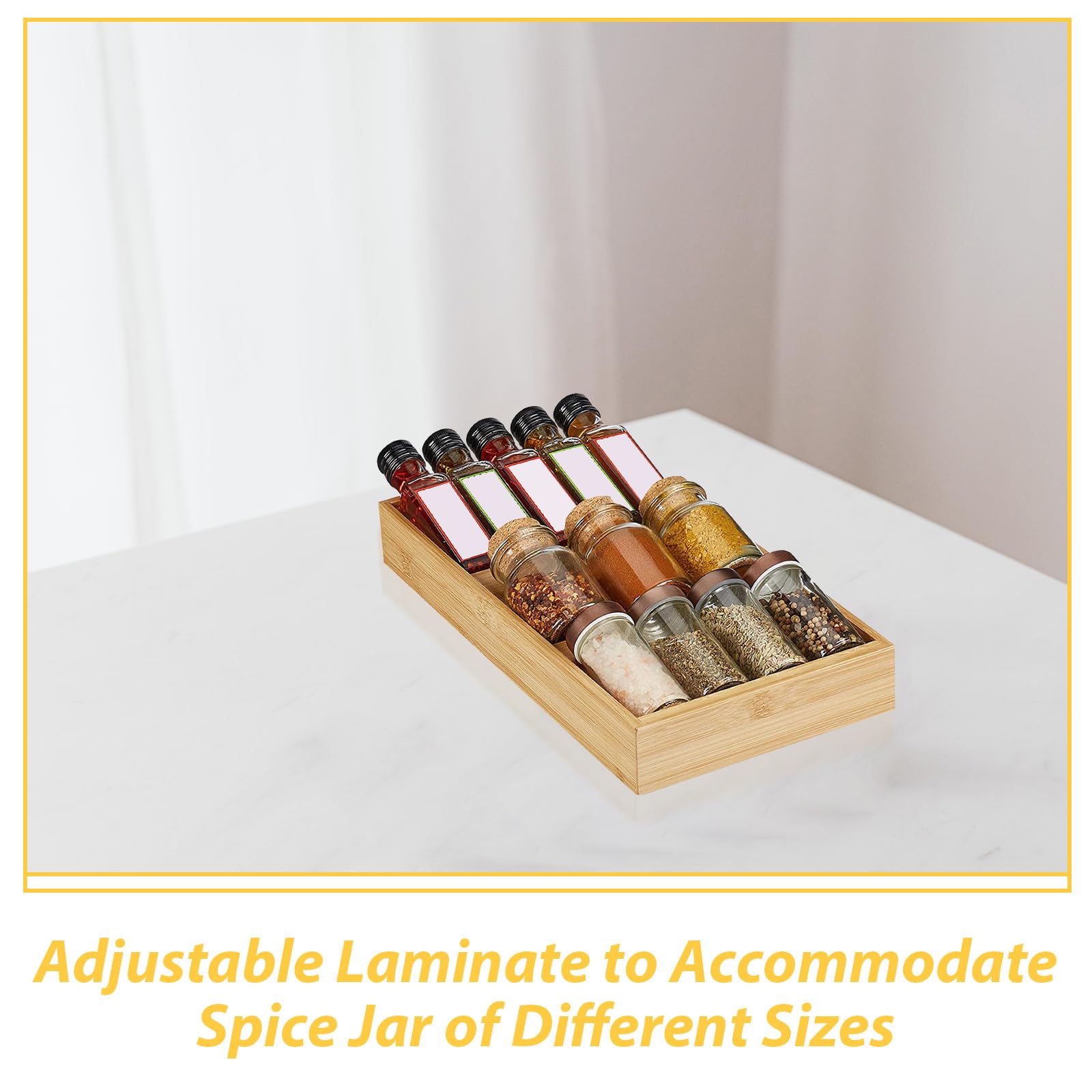 Beavorty Estante de Especias de Bambú de 3 Niveles para Encimeras, Organizador de Condimentos y Recipientes, Almacenamiento de Cocina Versátil y Compacto para Tarros de Especias