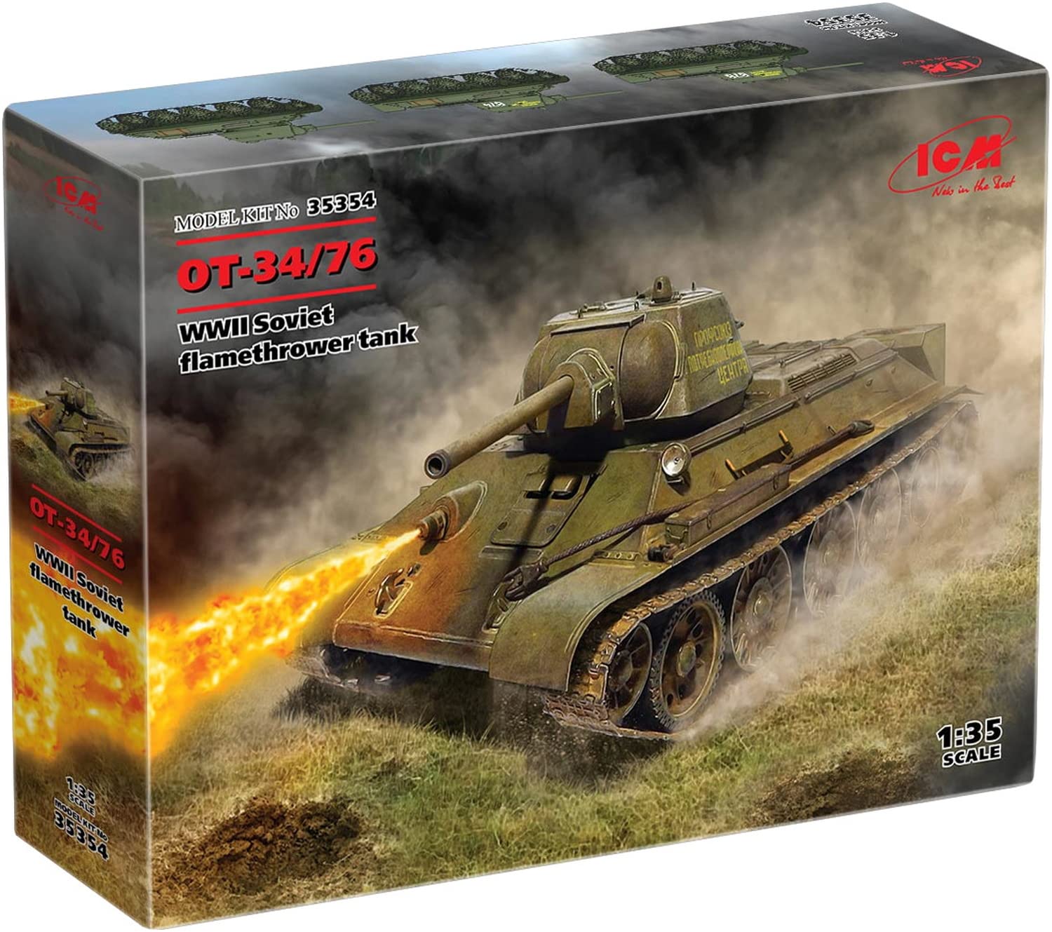 ICM 35354 1/35 Soviet Army OT-34/76 Flame Radiation Tank Plastic Model