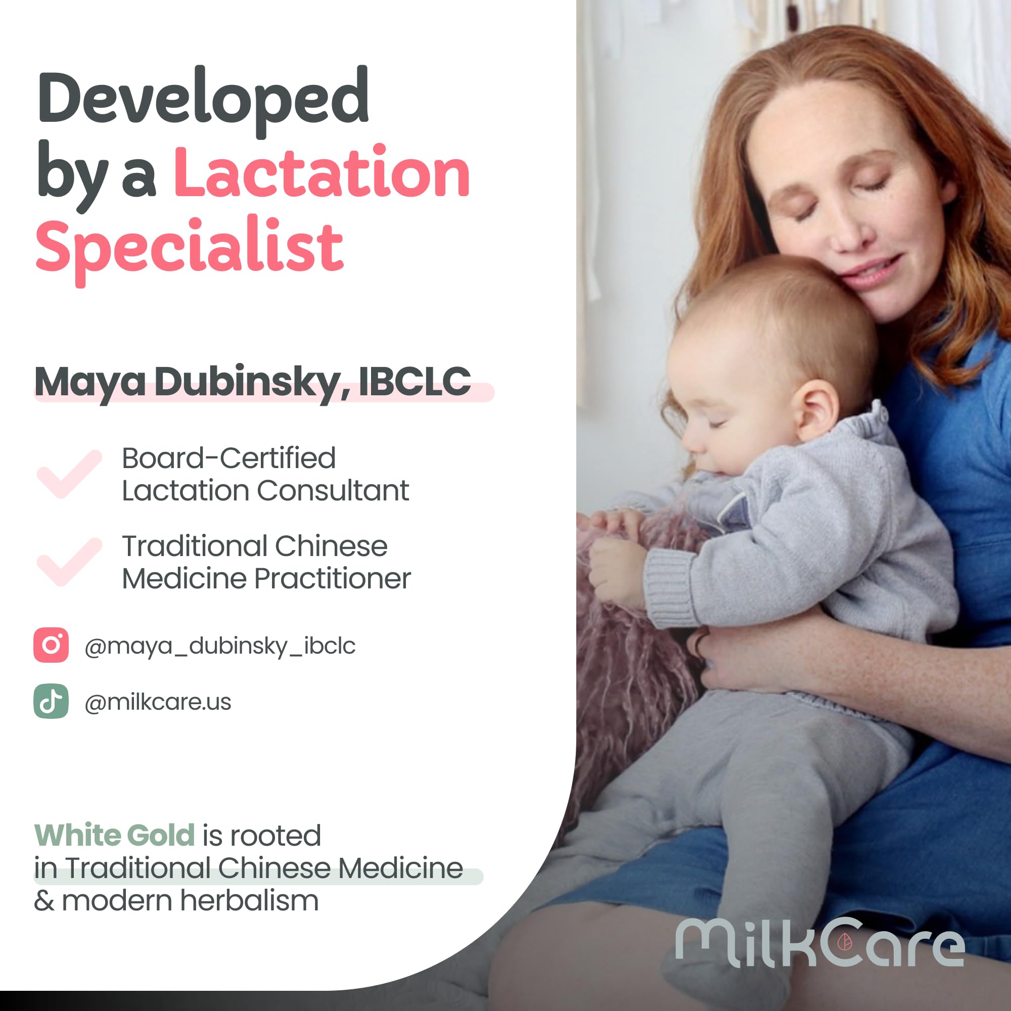 White Gold Lactation Supplement for Breast Milk Supply Increase & Flow – IBCLC-Formulated Breastfeeding Vitamins with Dong Quai Root, Shatavari, Milk Thistle – Fenugreek-Free – 60 Vegan Capsules — Amazon image 6