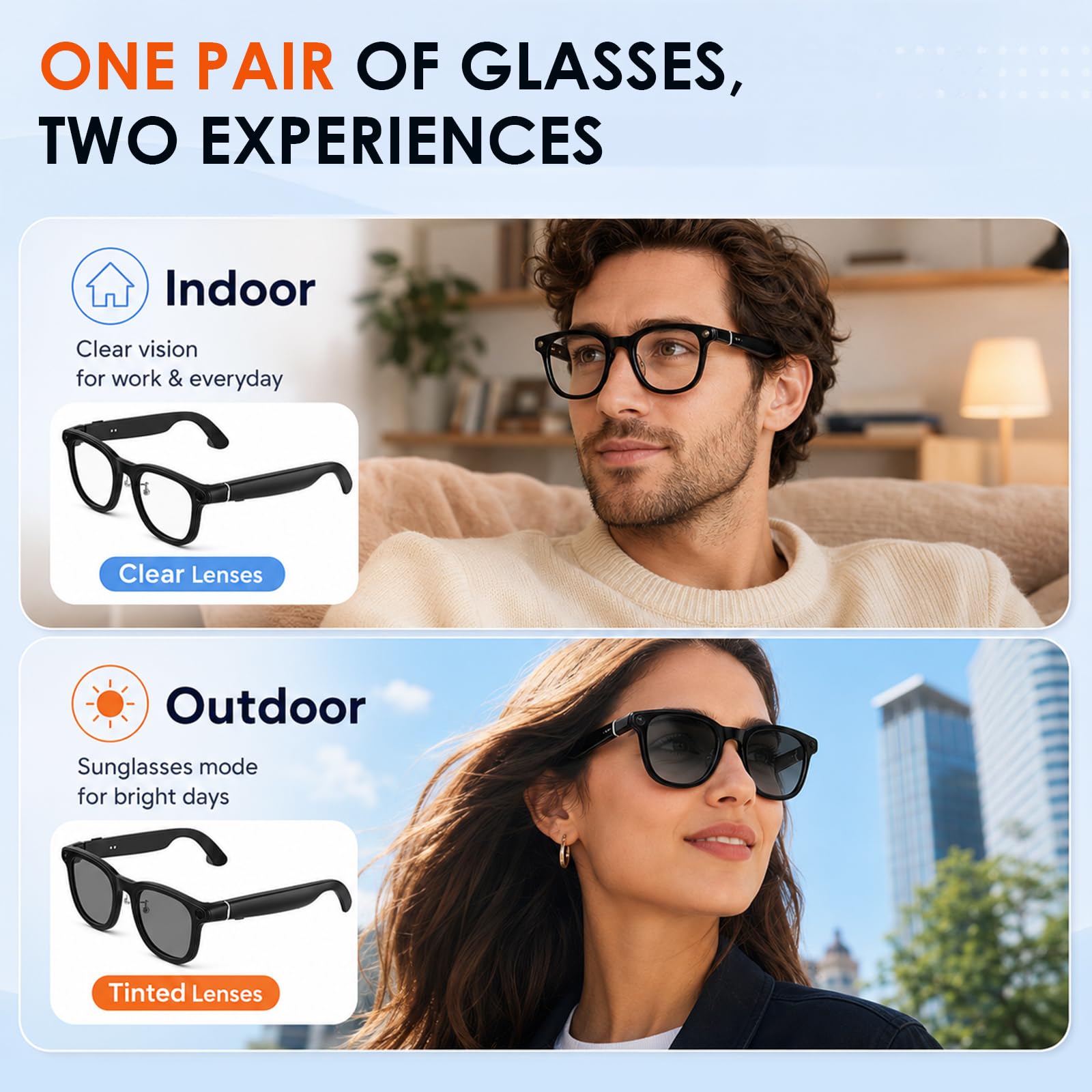 Occhiali Smart AI Con Fotocamera 4K, Traduzione In 26 Lingue E Memoria 16GB – Lenti Fotocromatiche E Controllo Vocale - 3