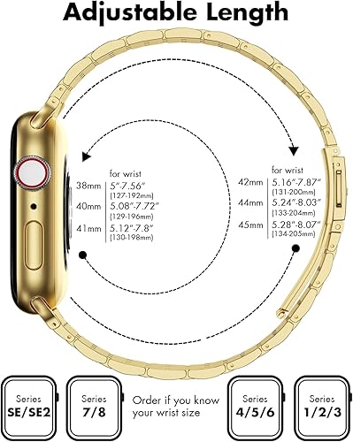 Miniatura 4 de TISIMO para Apple Watch Correa de 38 mm, 40 mm, 41 mm, 42 mm, 44 mm, 45 mm Series 9 8 7 6 5 4 3 2 1 SE SE2 para mujeres y hombres, Correa de metal