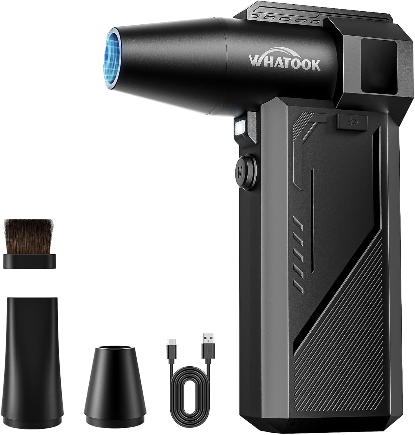 3 Speeds Compressed Air Duster with Brushless Motor, 130000PRM Air Blower for Dust Snow Blowing, 6000mAh, Turbo Jet Fan with Digital display & LED lights for Computer, Keyboard, Car, Home Cleaning