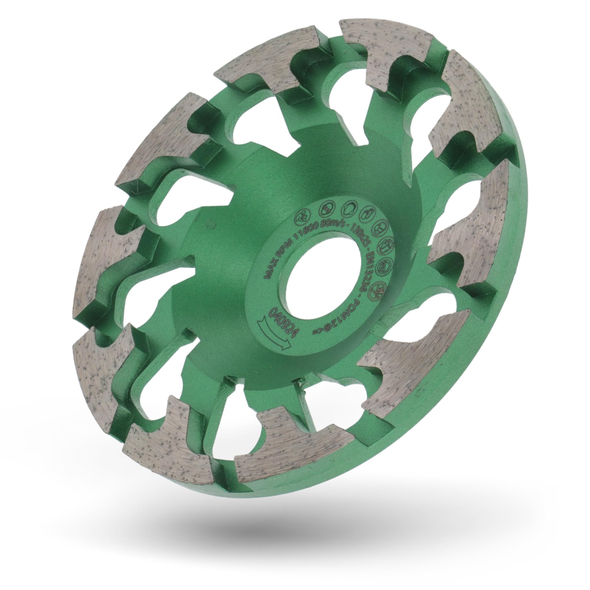 PRODIAMANT Diamant-Schleiftopf 130 mm x 25 mm grün – Universal für Beton & Estrich – Für Betonschleifer – Bohrung 25 mm – Schleifteller