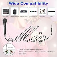 Vista 5 de Micrófono de mano con cable, micrófono vocal dinámico cardioide de mano dual con interruptor de encendido/apagado, cable de 13 pies, conector