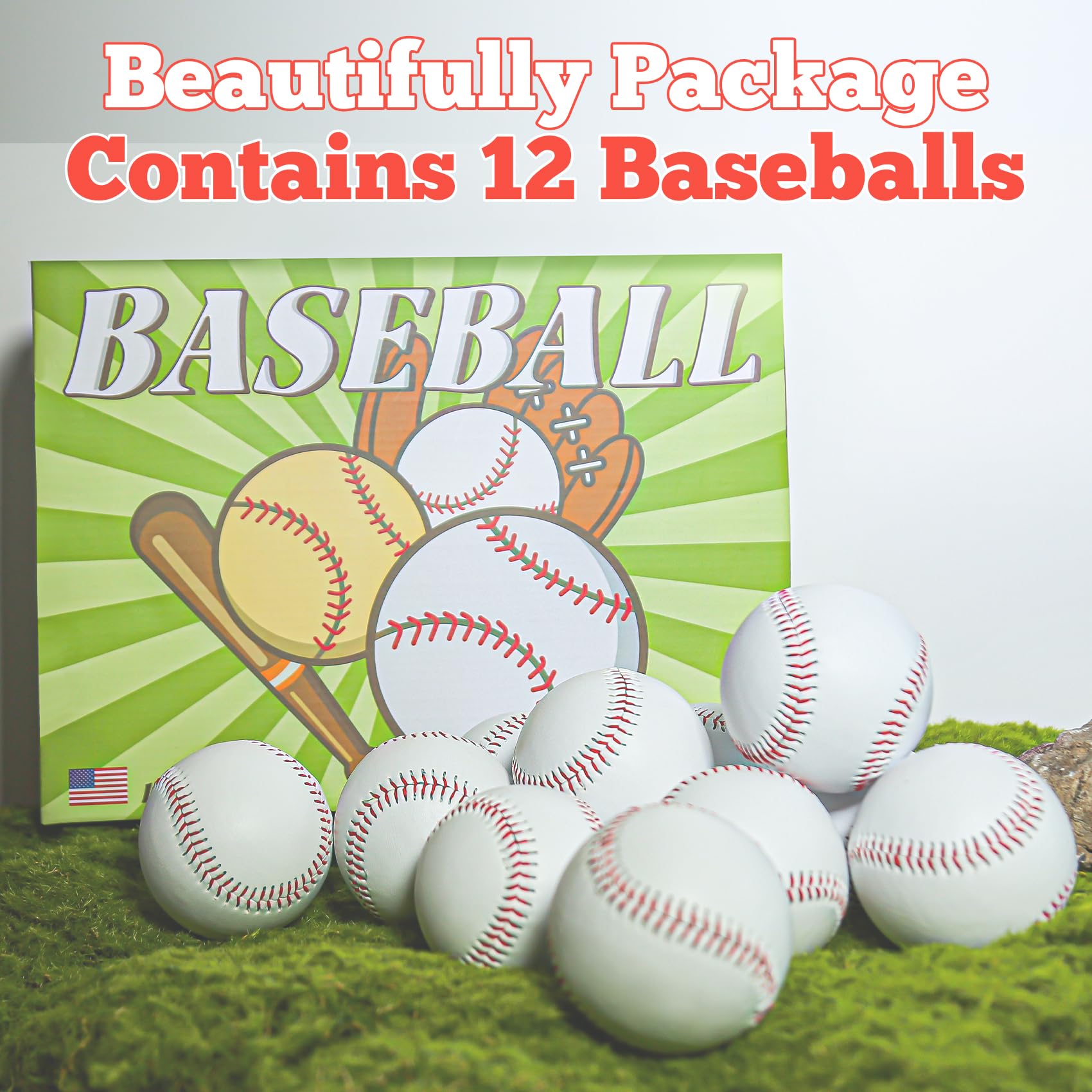 Paquete de 12 pelotas de béisbol de tamaño estándar para adultos, 9 pulgadas, sin marcar y cubiertas de cuero, pelota de entrenamiento para jugar en la liga, lanzamiento, bateo, campo,